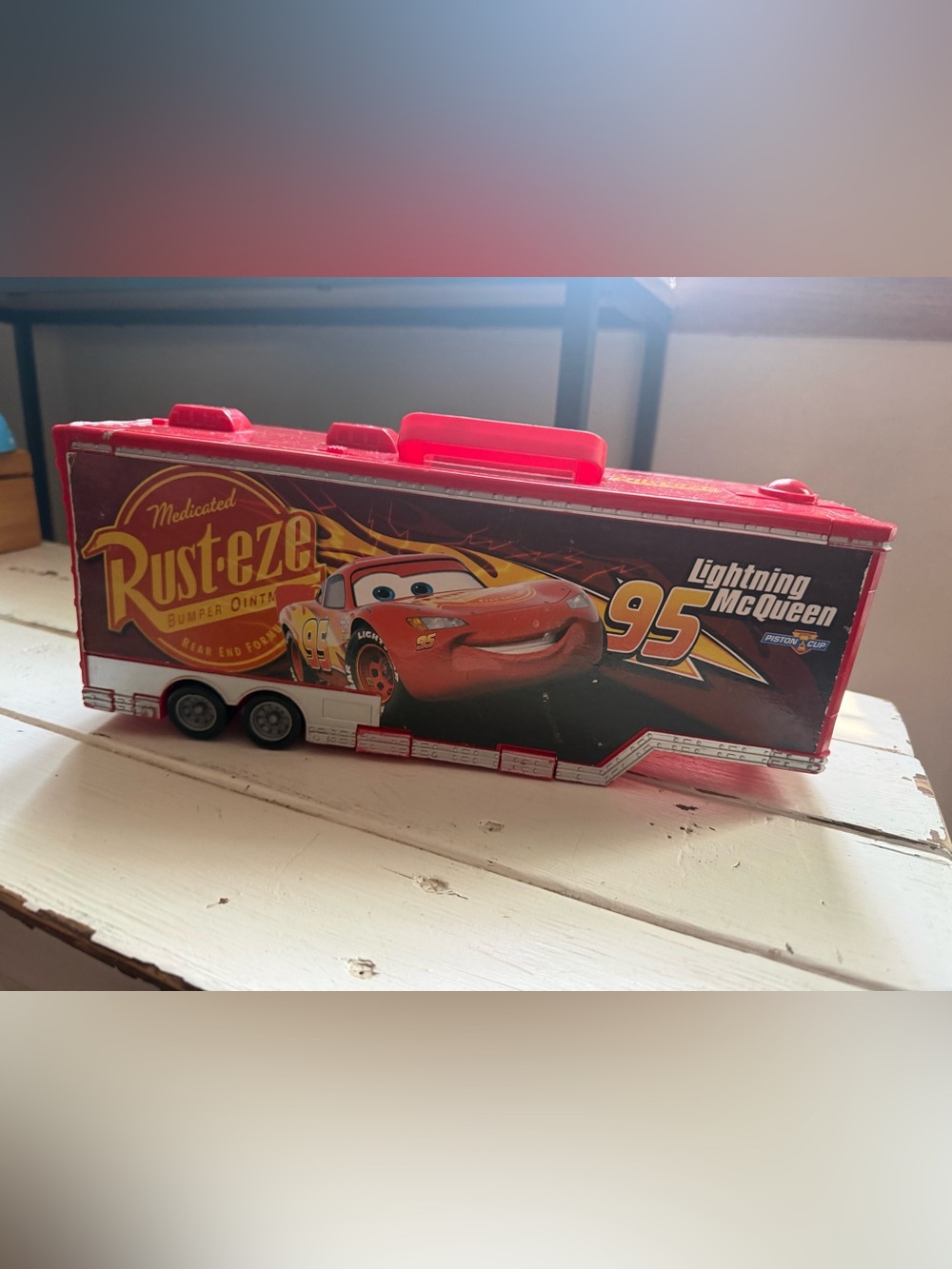 Disney Pixar Cars Mack Hauler Rust-eze Trailer Only Lightning McQueen 95 ~ Opens